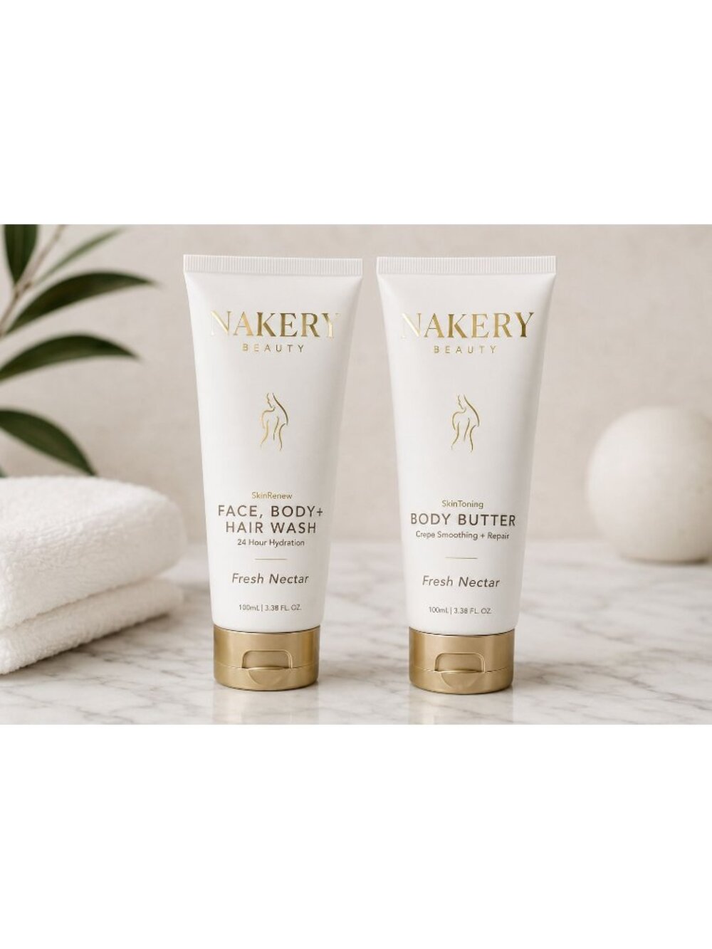 Nakery Beauty Fresh Nectar Face Body Hair Wash Body Butter Repair Skincare Duo